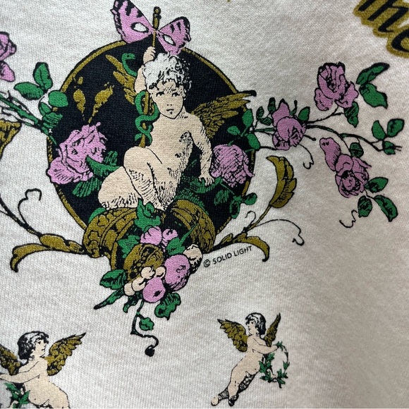 Mayberry USA Apparel Vtg 90s Med Christian Kitsch Jesus Angels Roses Cardigan - Picture 4 of 8